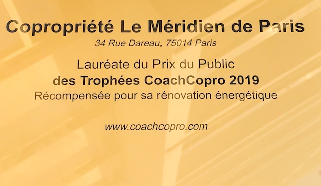 Récompense CoachCopro - Résidence Le Méridien de Paris